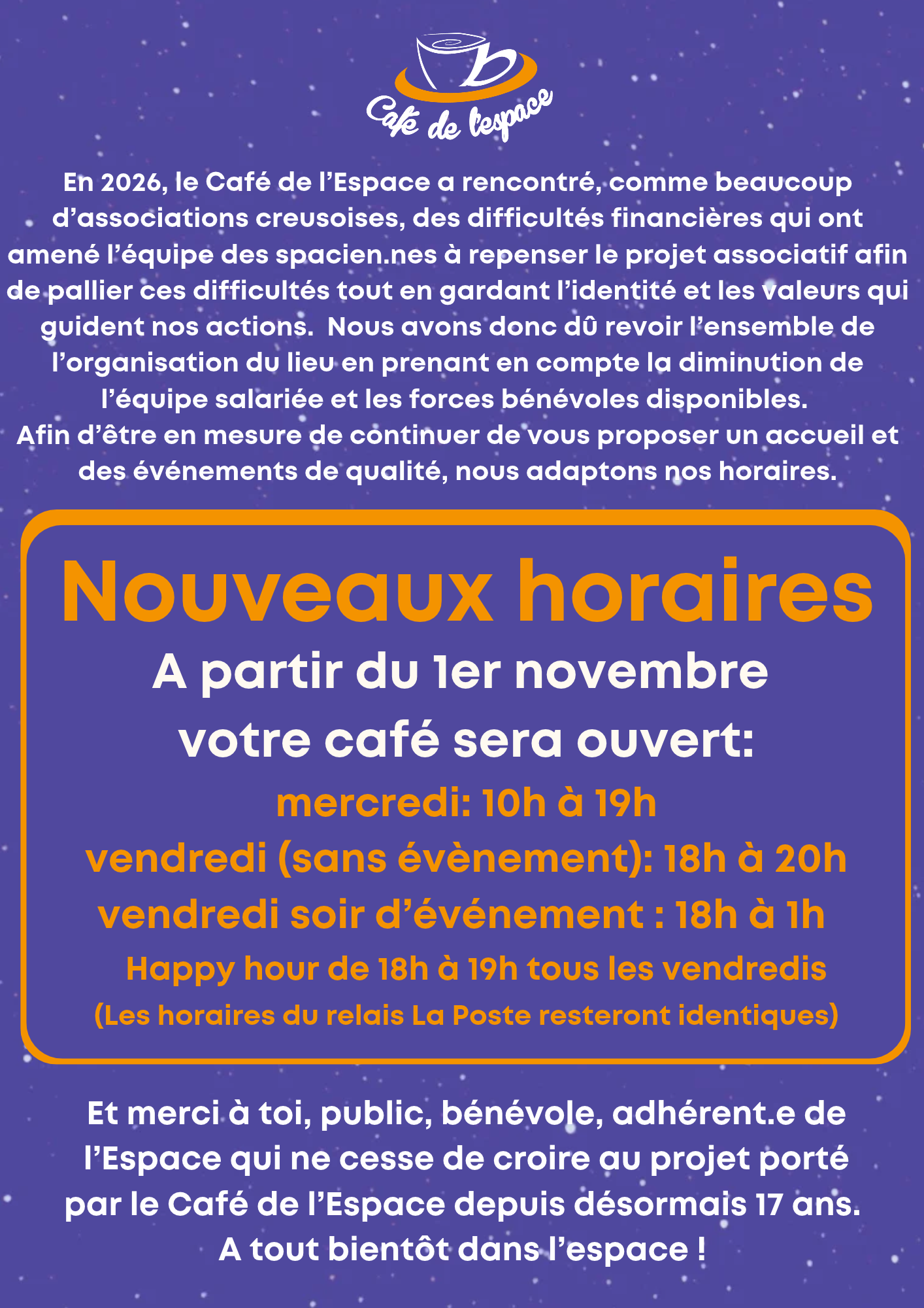 nouveaux horaires (affiche)